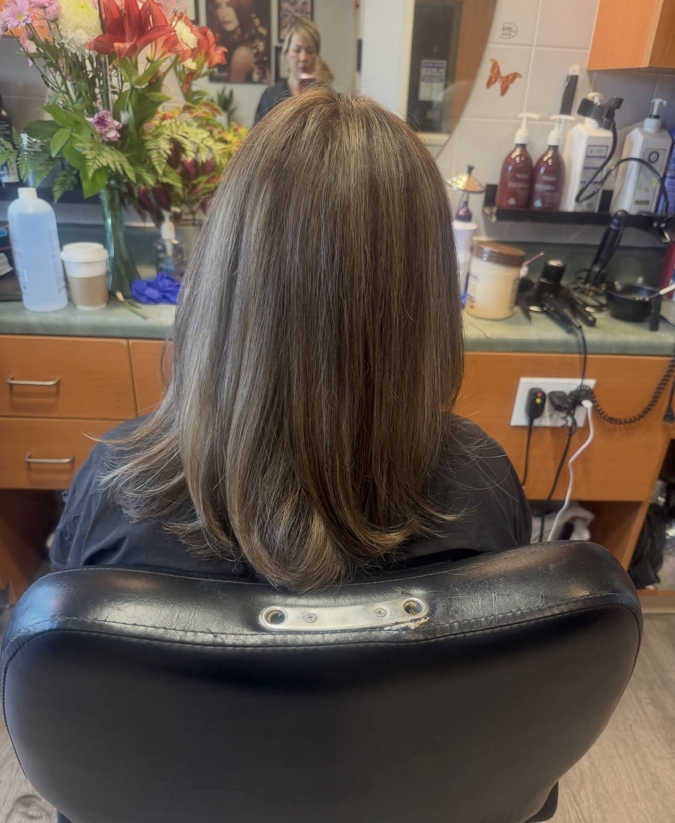 Straight layered highlights hairstyle